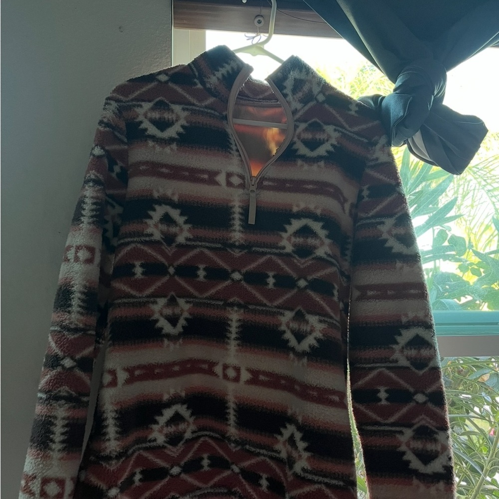 Aztec Pattern Quarter-Zip Sweater - image 1